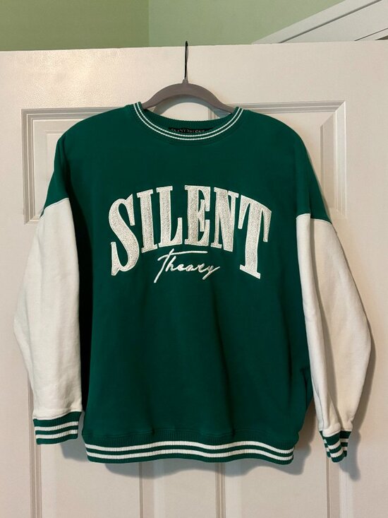 Silent Theory Tops - Silent Theory Green Varsity Crewneck Sweatshirt • Size 8